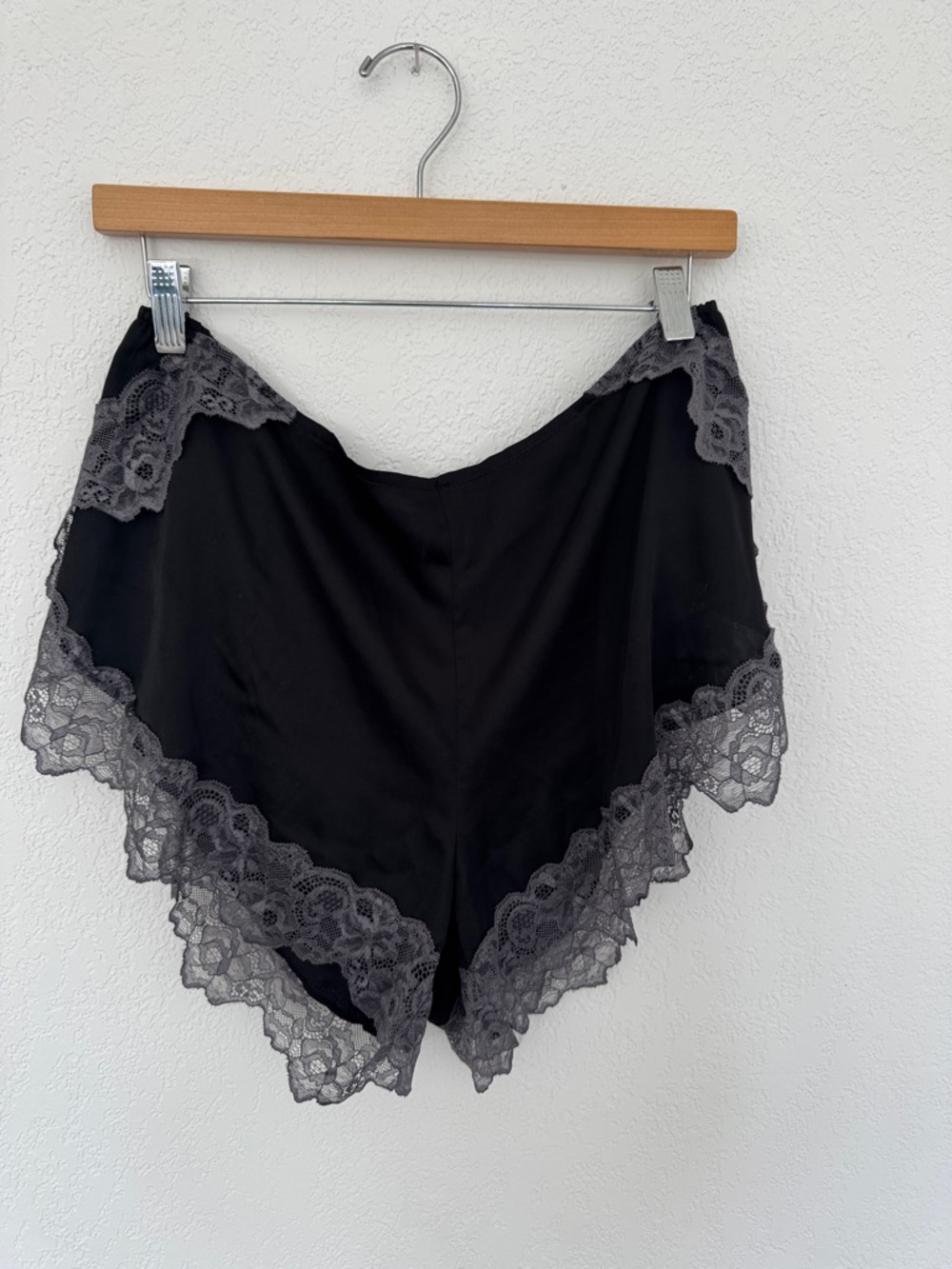 Black Lace-Trim Satin style shorts